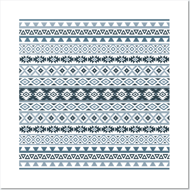 Aztec Stylized Pattern Gray-Blues & White Wall Art by NataliePaskell